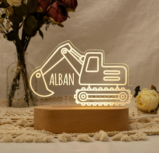 Personalized Tractor Night Light, Nursery Decor, Kids Gift, Children's Night Light, Digger Light, Tractor Light, Birthday Gifts for Boy