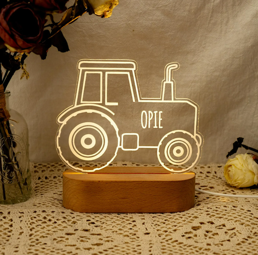 Personalized Tractor Night Light, Nursery Decor, Kids Gift, Children's Night Light, Digger Light, Tractor Light, Birthday Gifts for Boy