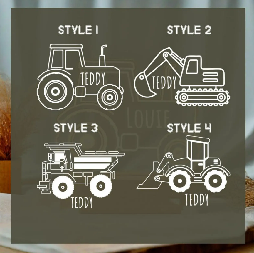 Personalized Tractor Night Light, Nursery Decor, Kids Gift, Children's Night Light, Digger Light, Tractor Light, Birthday Gifts for Boy