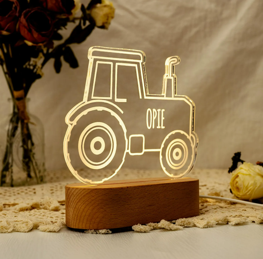 Personalized Tractor Night Light, Nursery Decor, Kids Gift, Children's Night Light, Digger Light, Tractor Light, Birthday Gifts for Boy