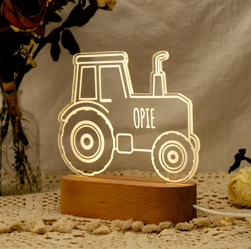 Personalized Tractor Night Light, Nursery Decor, Kids Gift, Children's Night Light, Digger Light, Tractor Light, Birthday Gifts for Boy